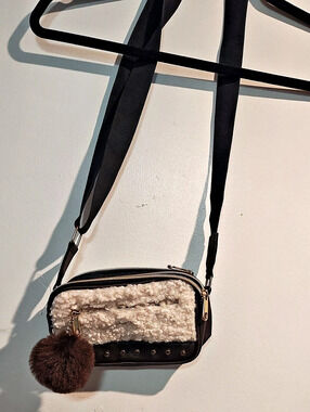 Claire's Faux Fur Crossbody Bag in Black & Brown  New